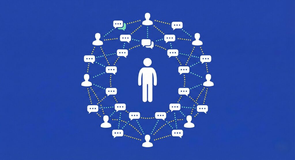 Groupe d'entrepreneurs connectés en réseau solidaire