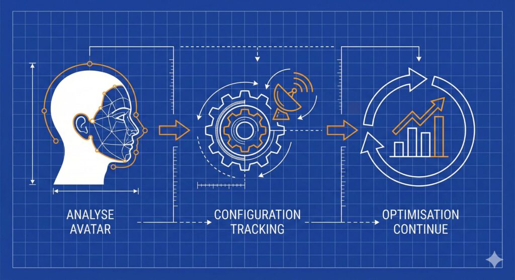 Schéma technique du processus de media buying