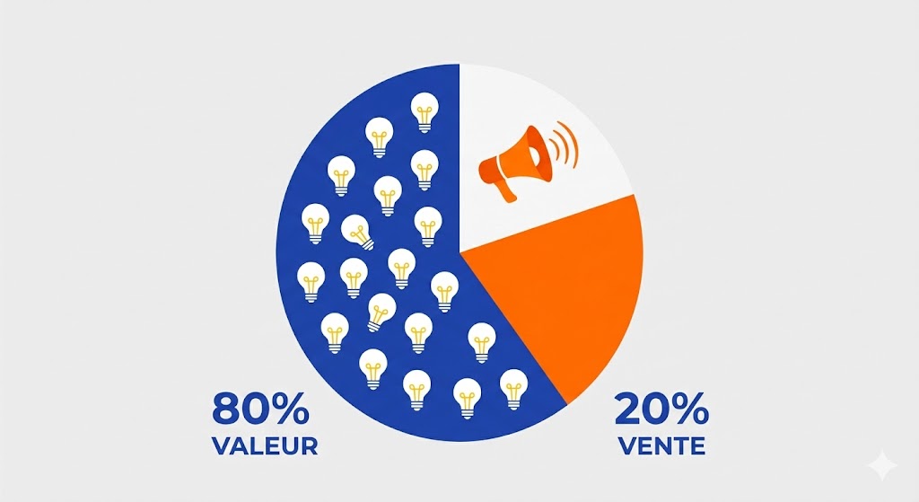 Répartition du contenu LinkedIn entre valeur et promotion pour bien prospecter