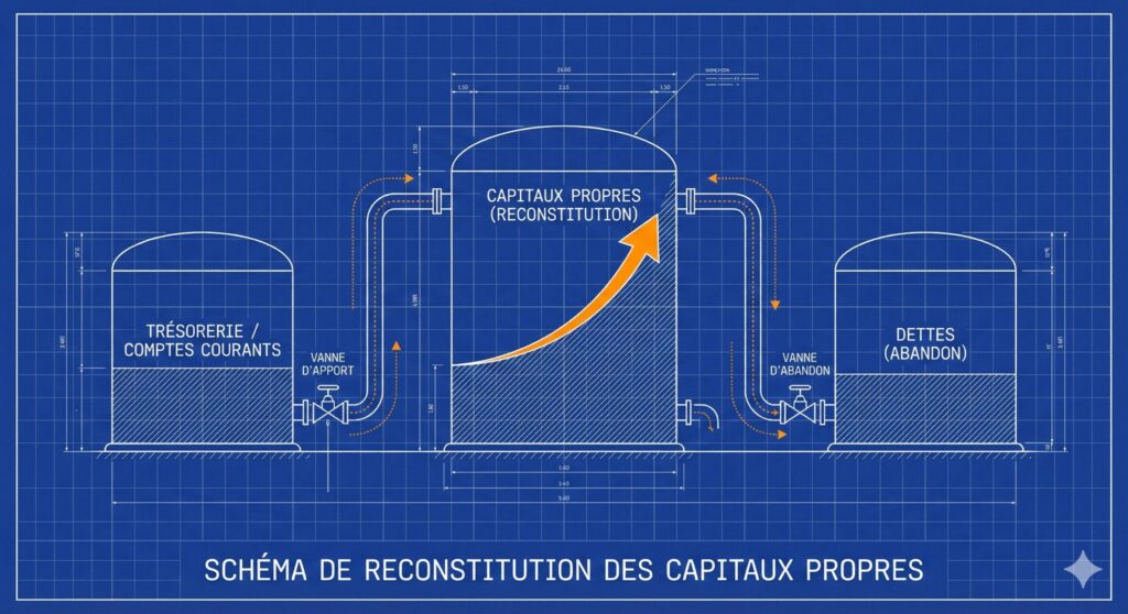Redresser bilan financier négatif schéma des leviers de redressement financier